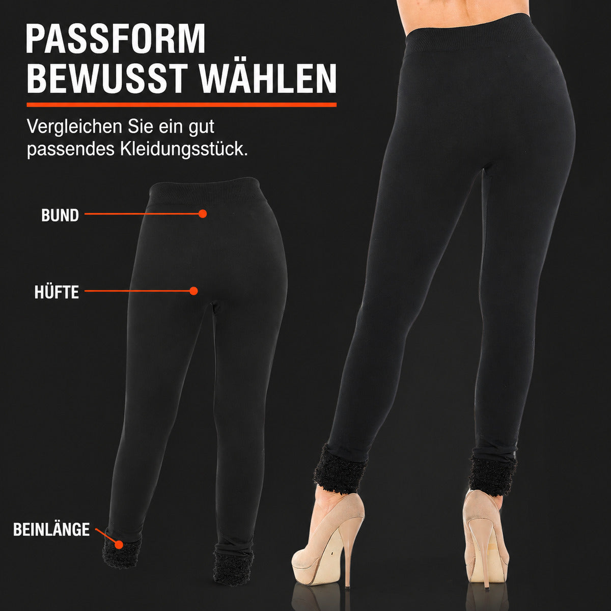 Black fleece leggings with cuffs – CHOOSE YOUR FIT CAREFULLY