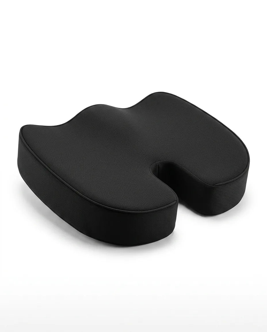 Coussin d'assise orthopédique en mousse à mémoire de forme – découpe pour le coccyx pour rester assis longtemps – image du produit 1
