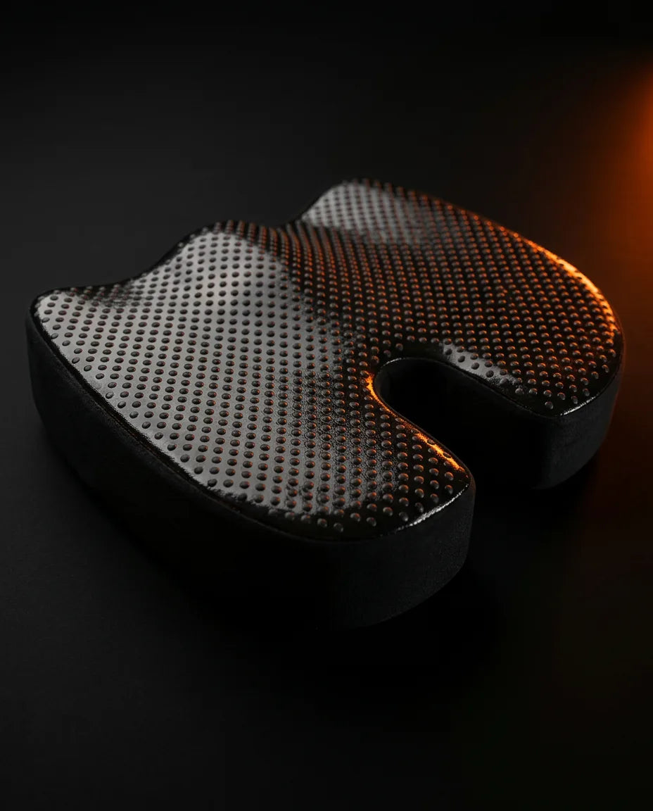 Coussin d'assise orthopédique en mousse à mémoire de forme – découpe pour le coccyx pour rester assis longtemps – image du produit 6