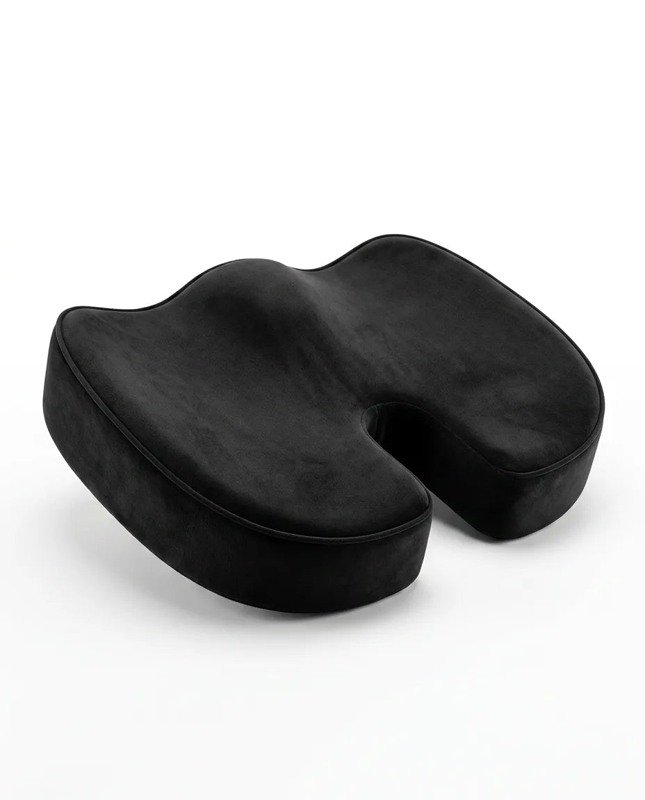 Coussin d'assise orthopédique en mousse à mémoire de forme – découpe pour le coccyx pour rester assis longtemps – image du produit 7