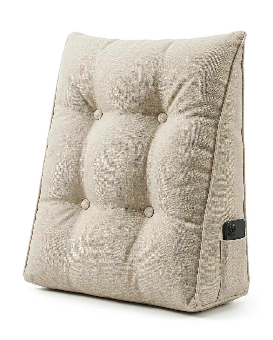 Coussin de lecture avec accoudoirs et pochettes latérales – dossier confortable pour le lit – image du produit 1