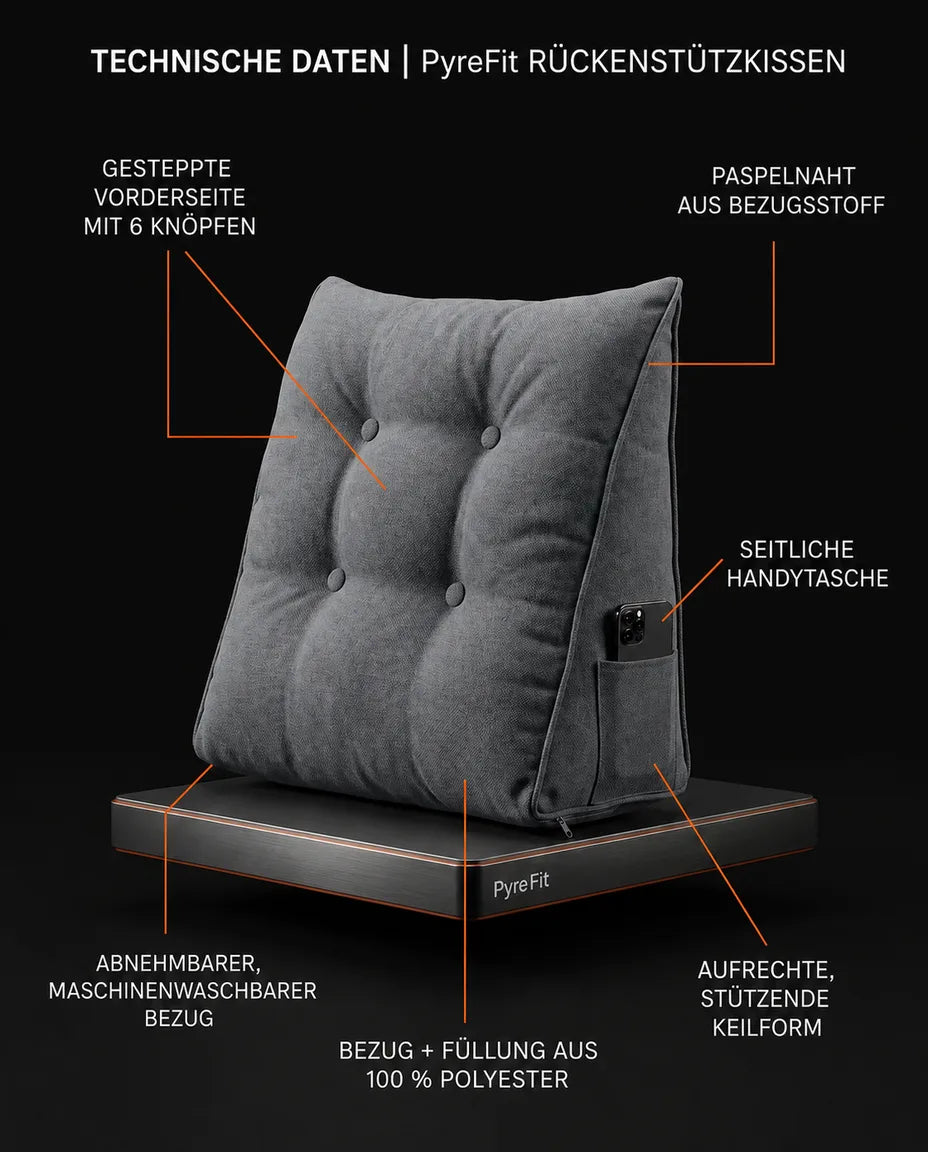 Coussin de lecture avec accoudoirs et pochettes latérales – dossier confortable pour le lit – image du produit 8
