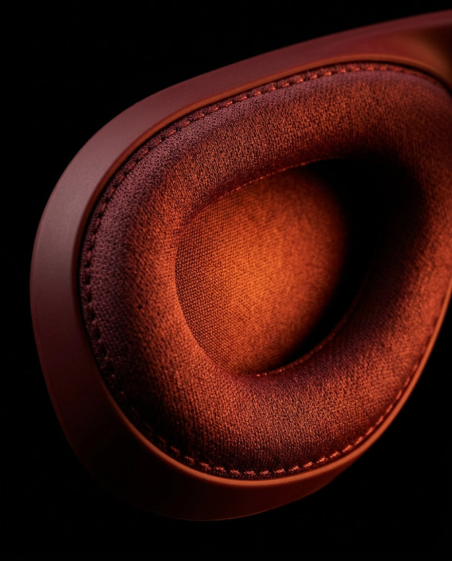 Glasses-style eye massager – close-up of the padded eye cushion