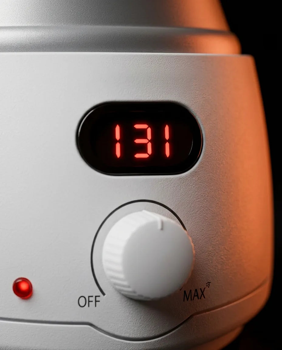 Massage oil warmer with display – display and dial in detail