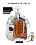 Massage oil warmer with display – cross-section graphic of the dispenser