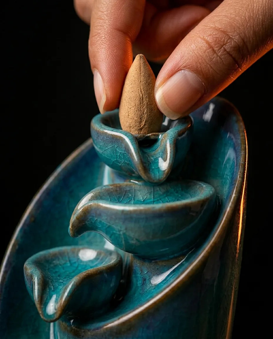 Ceramic Backflow Incense Burner – Waterfall Cone Burner for a Calm Atmosphere – product image 6
