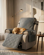Housse de fauteuil inclinable imperméable à endos antidérapant – protection matelassée avec pochettes – image du produit 3