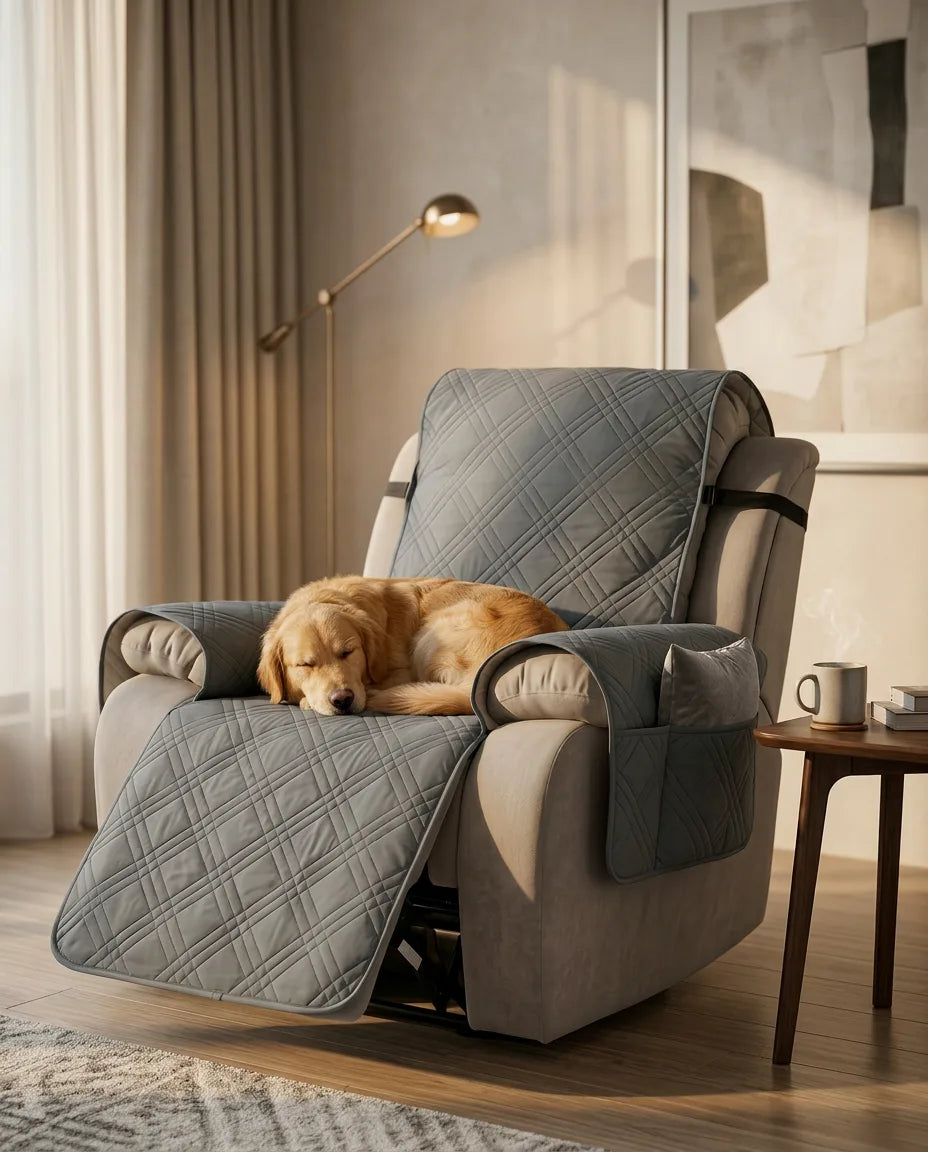 Waterproof Recliner Cover with Non-Slip Backing – Quilted Protection with Pockets – product image 3