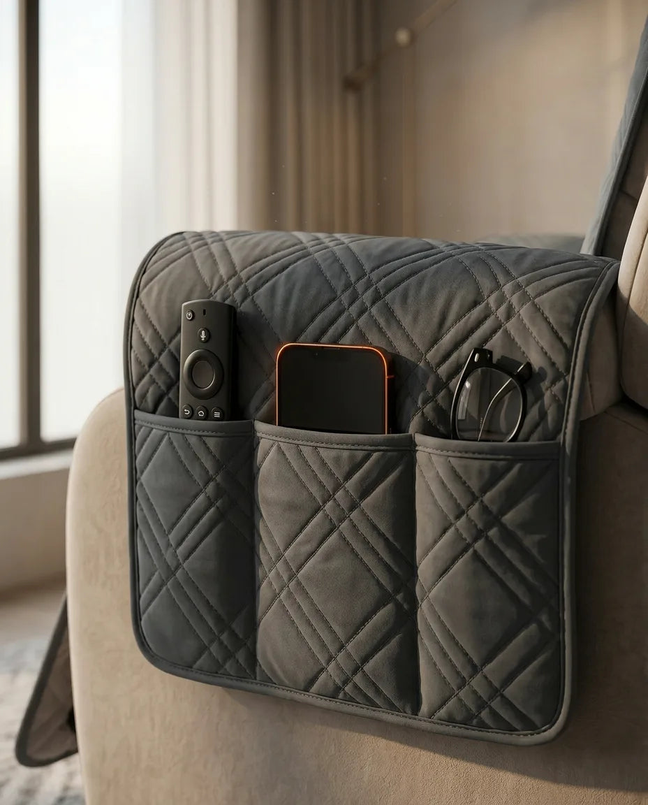Housse de fauteuil inclinable imperméable à endos antidérapant – protection matelassée avec pochettes – image du produit 7