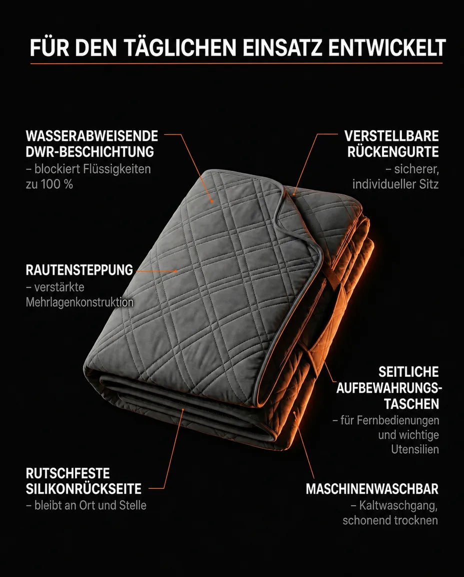 Housse de fauteuil inclinable imperméable à endos antidérapant – protection matelassée avec pochettes – image du produit 9