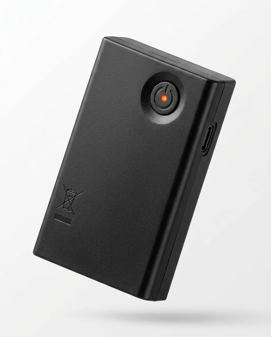 Close-up of a battery pack for the heated socks