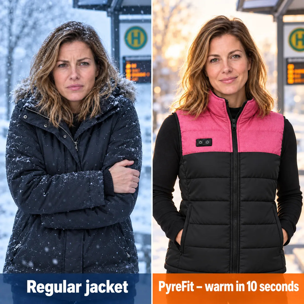 Comparison: regular winter jacket and Rundor with heating
