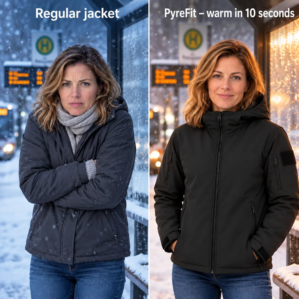 Comparison: regular winter jacket and Summaro with heating