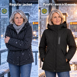 Comparison: regular winter jacket and Traverso with heating