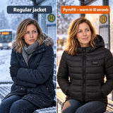 Comparison: regular winter jacket vs. PyreFit heated jacket