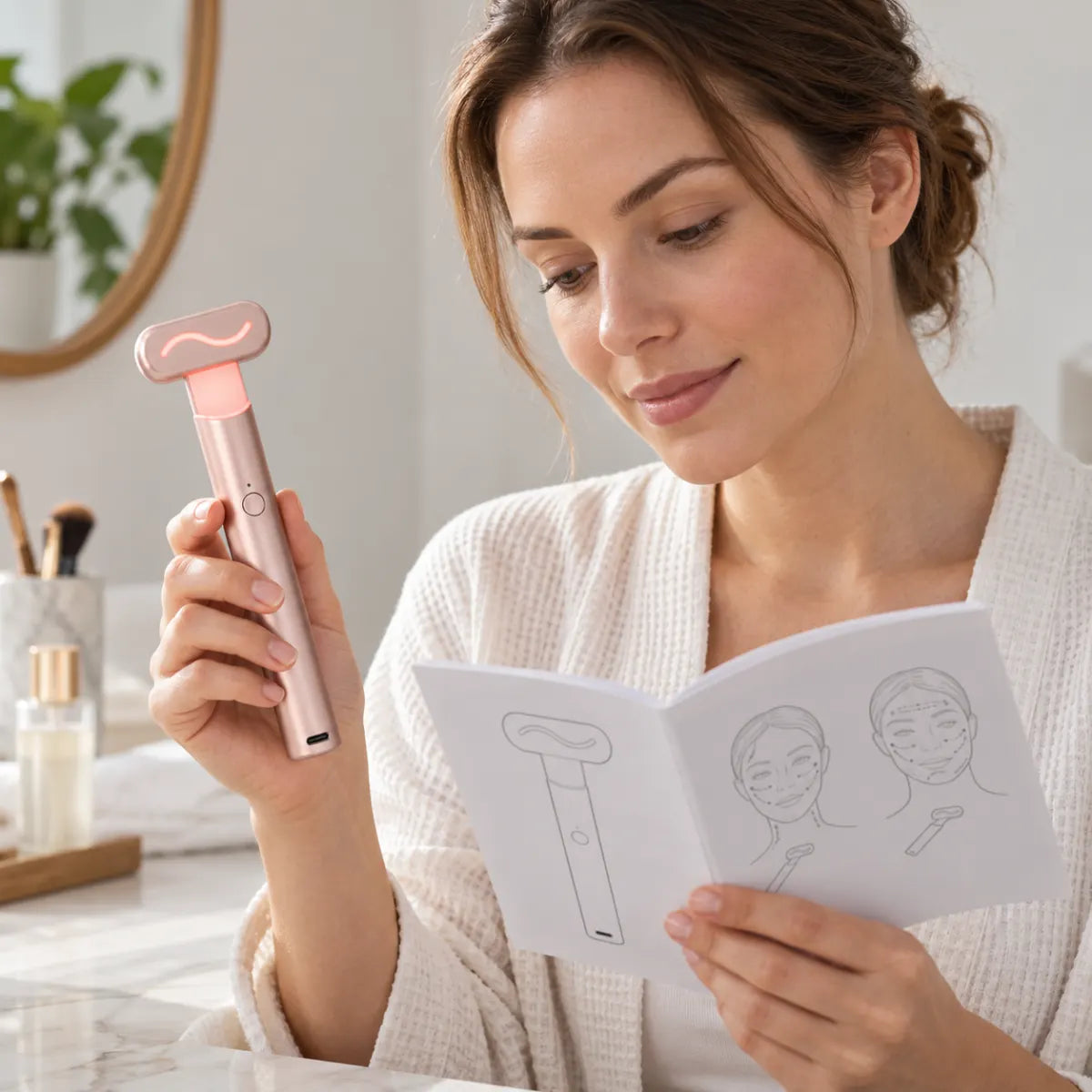Red light facial device with handle – preparation