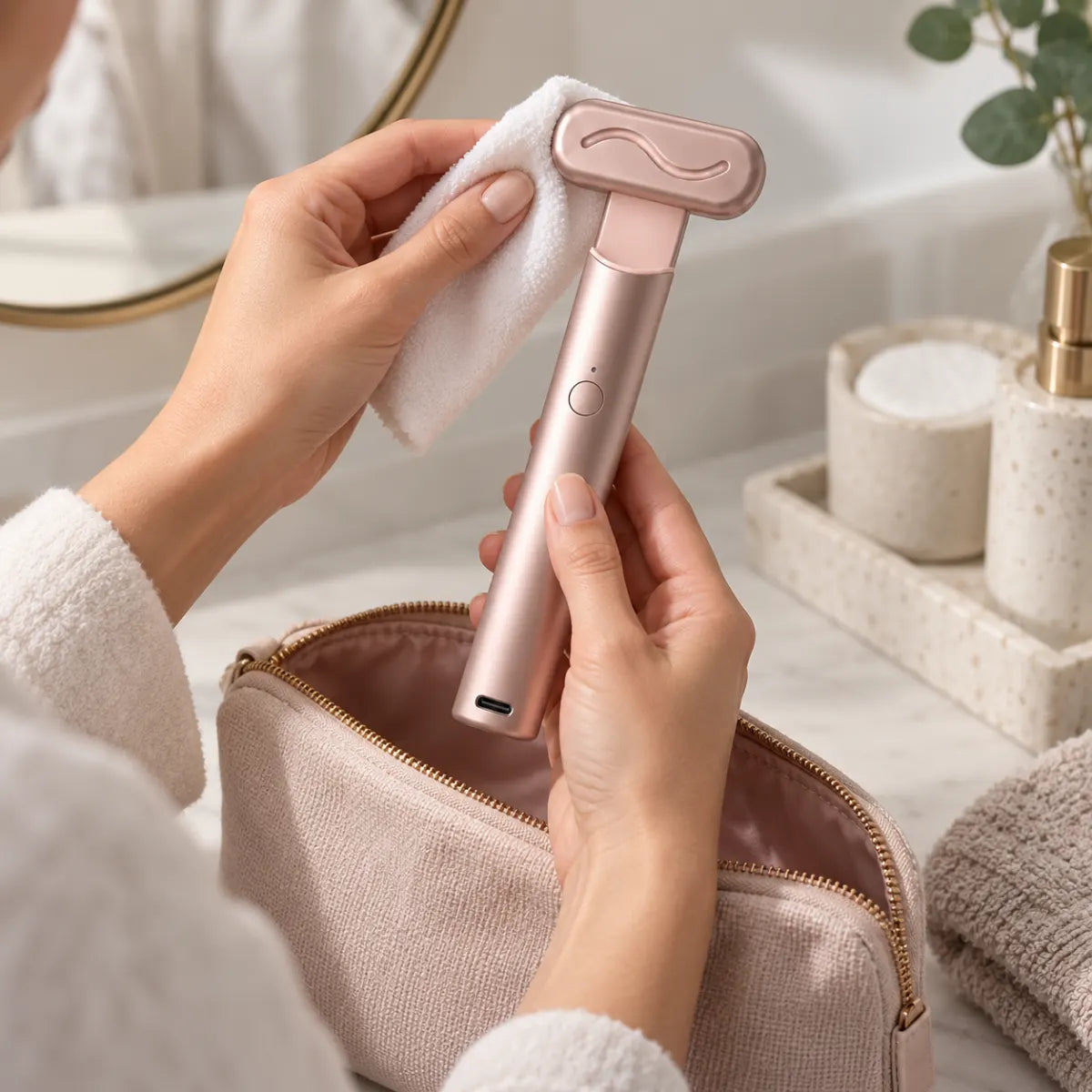 Red light facial device with handle – storage