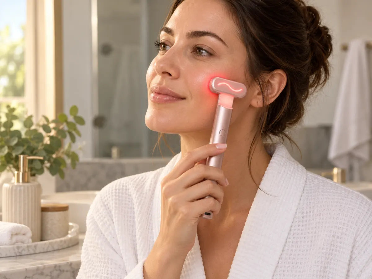 Red light facial device with handle – personal routine