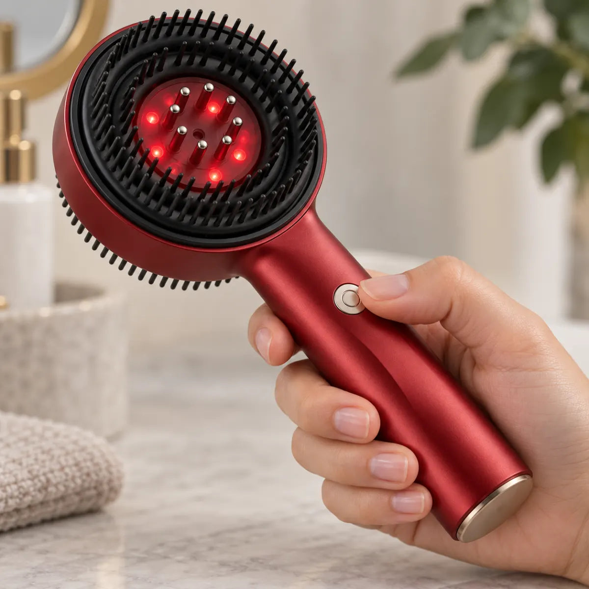Red light scalp massage comb – material and use