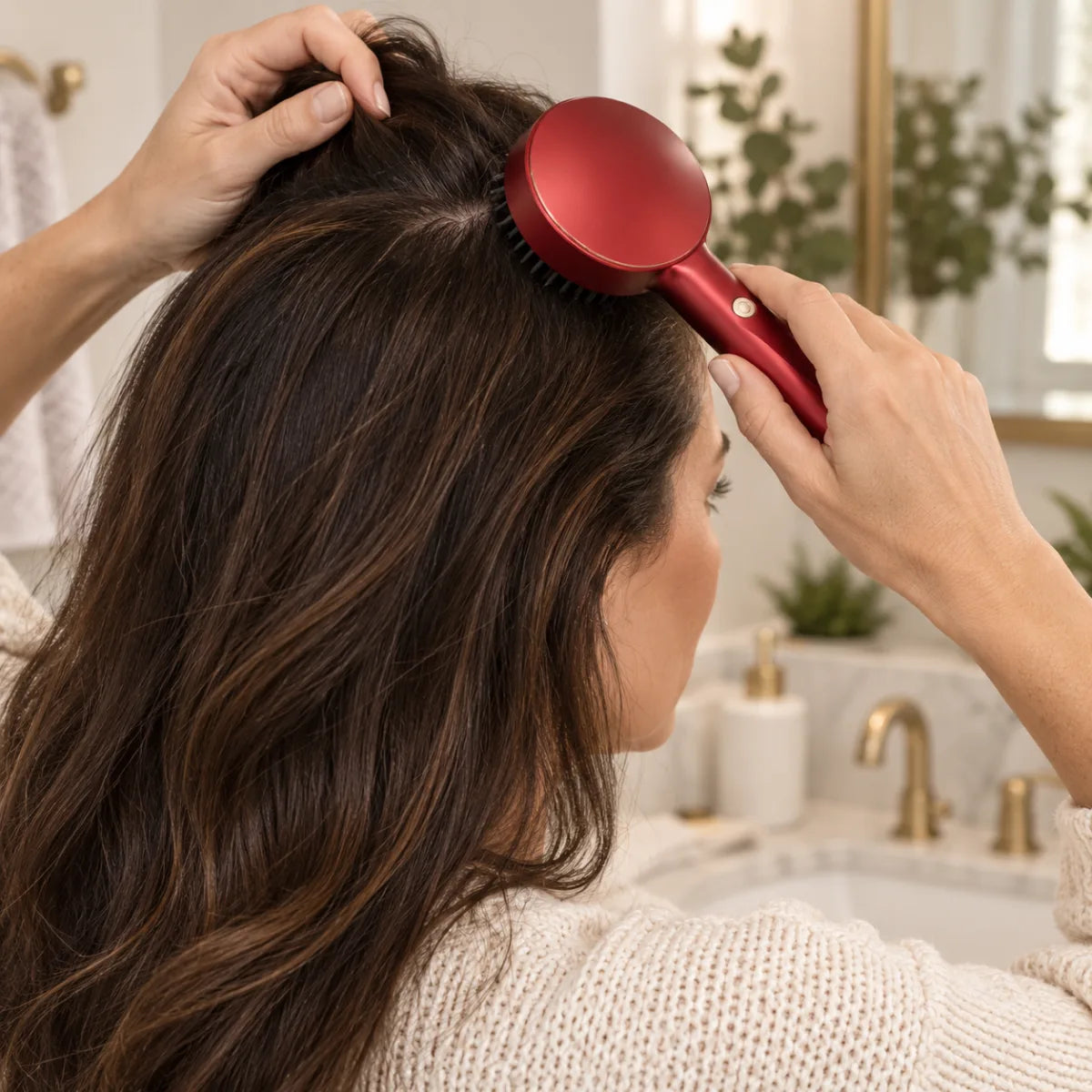Red light scalp massage comb – positioning