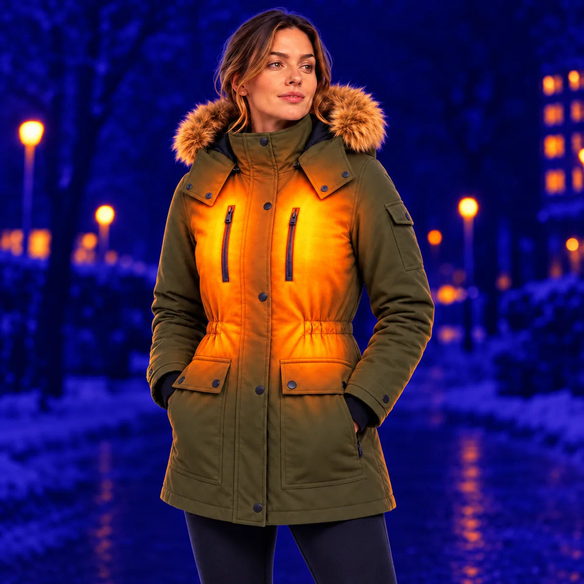 PyreFit Apexor – Manteau d'hiver chauffant pour femme