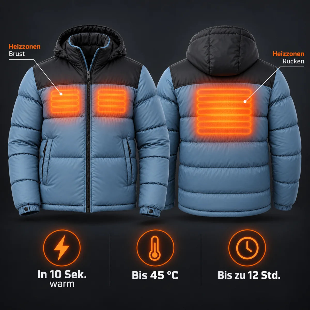 PyreFit Gletor – Manteau matelassé chauffant unisexe