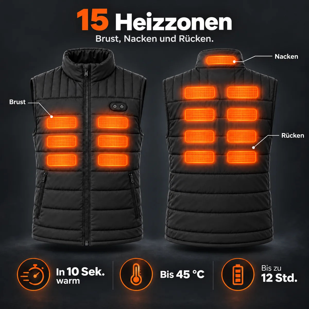 PyreFit Matrixor – Veste chauffante sans manches unisexe