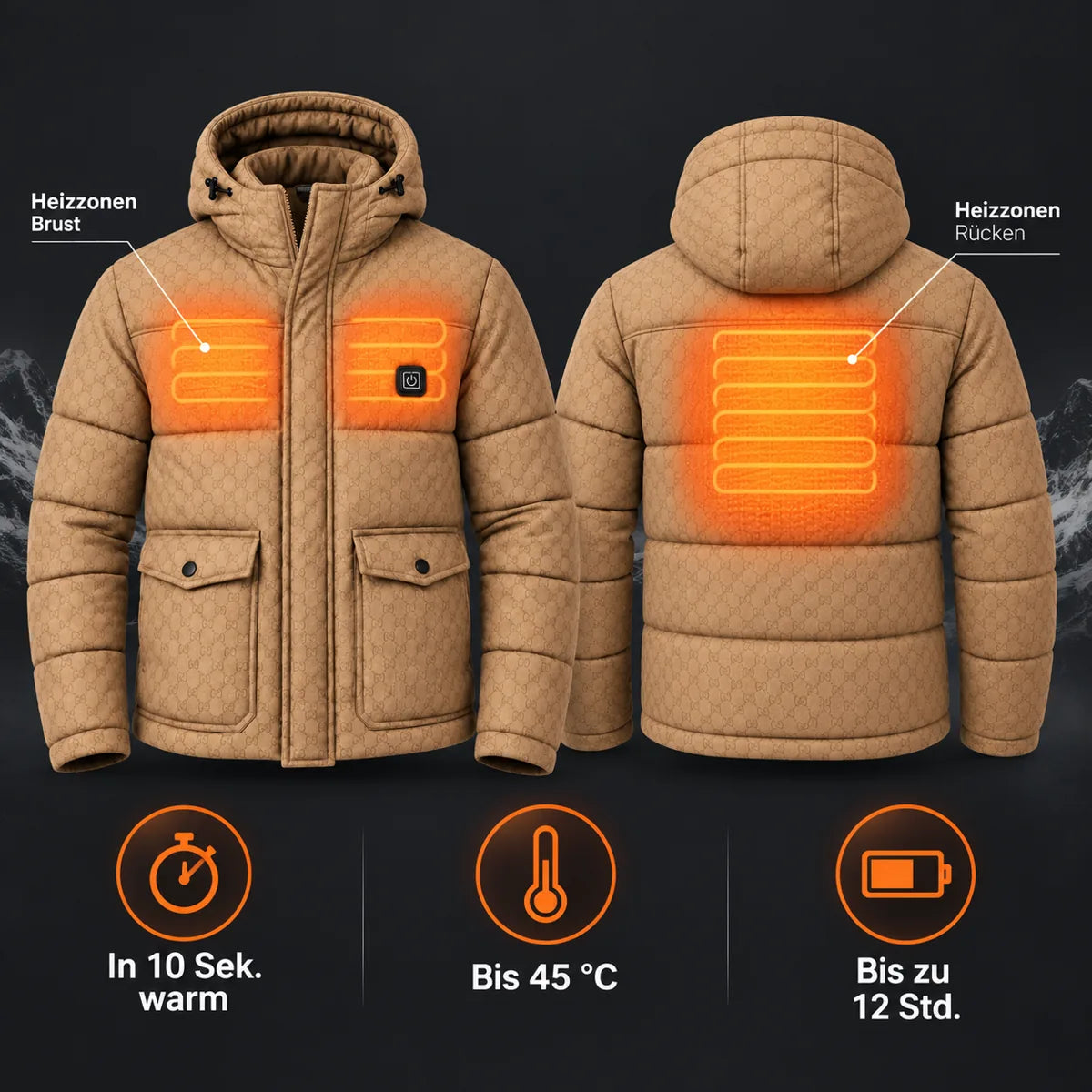 PyreFit Orielle – Manteau matelassé chauffant pour homme