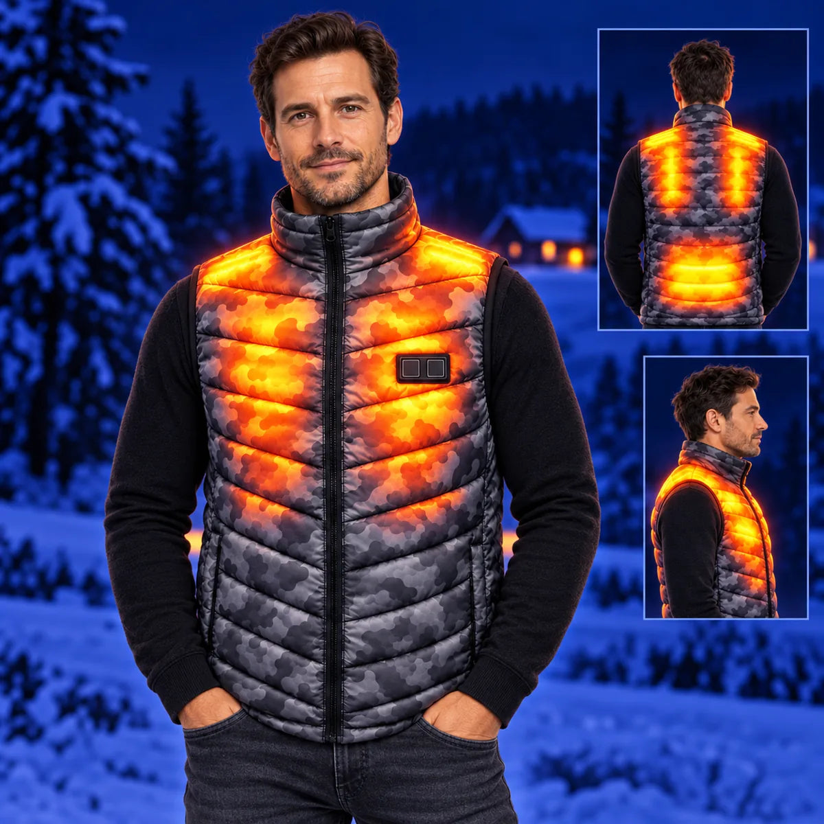 PyreFit Piloto – Veste chauffante sans manches camouflage