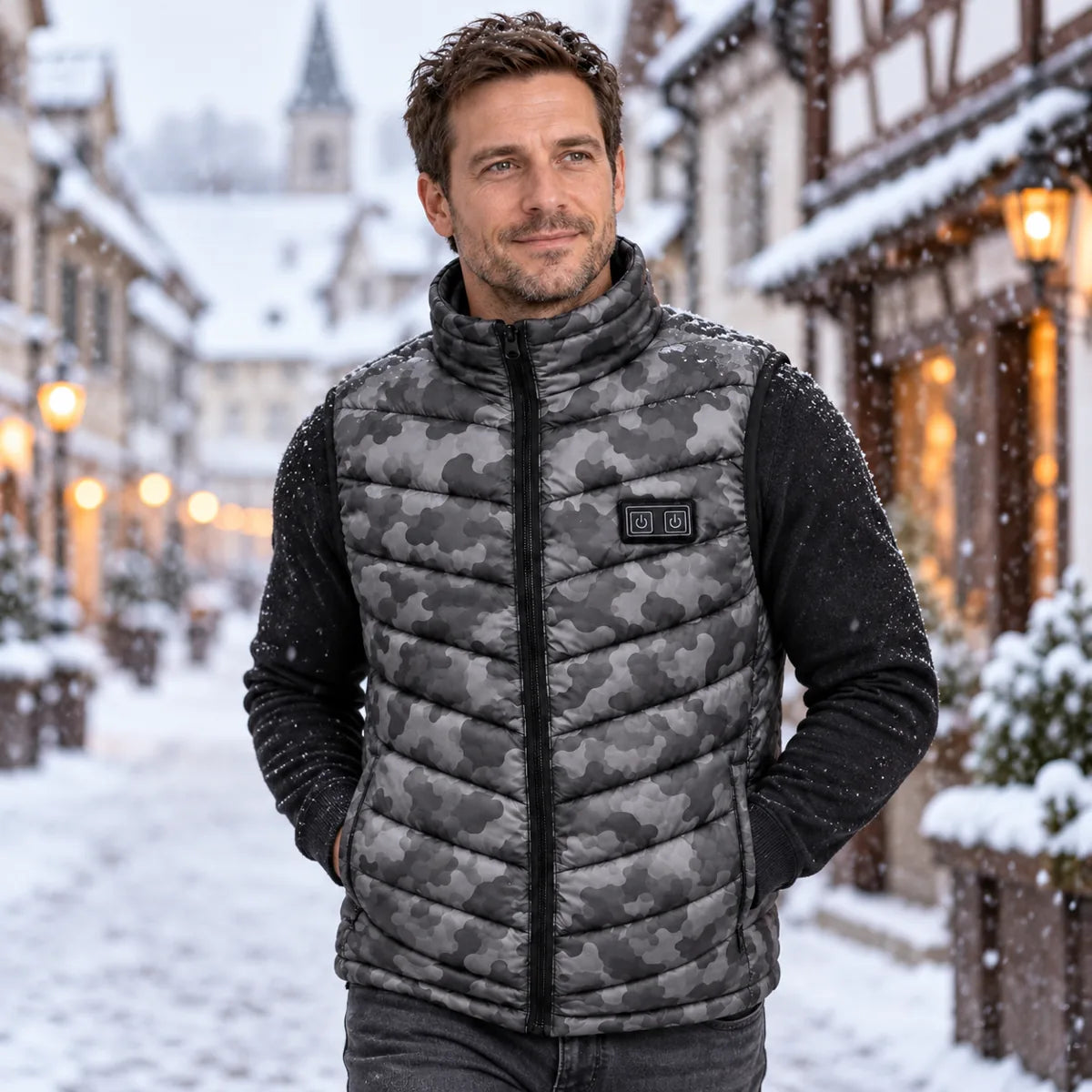 PyreFit Piloto – Veste chauffante sans manches camouflage
