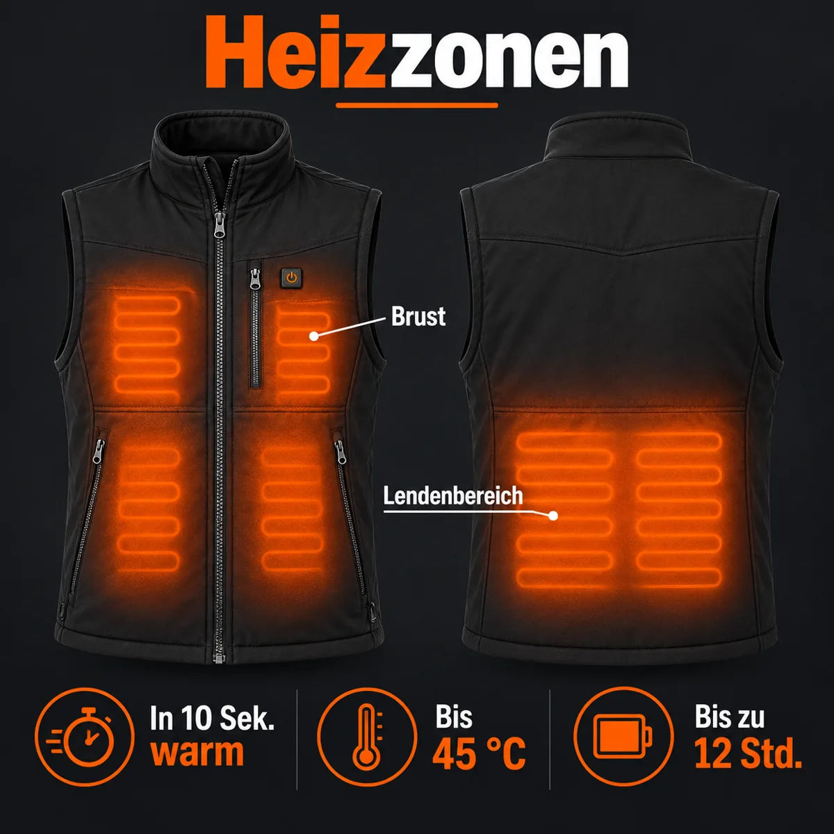 PyreFit Relior – Veste chauffante sans manches pour l'extérieur