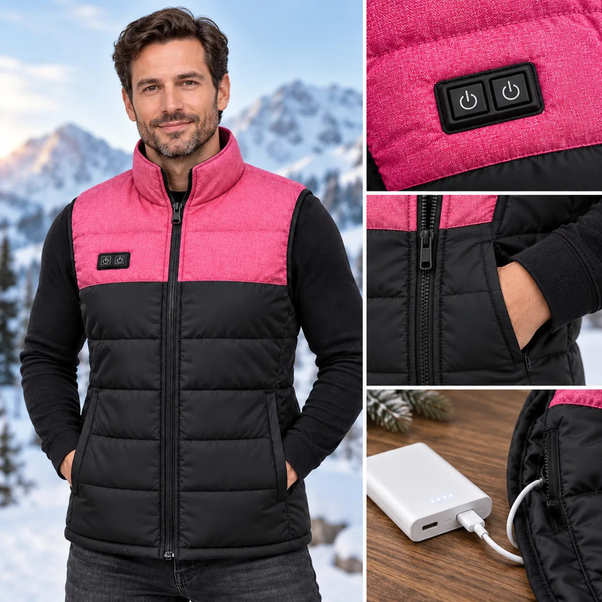 PyreFit Rundor – Veste chauffante sans manches matelassée unisexe