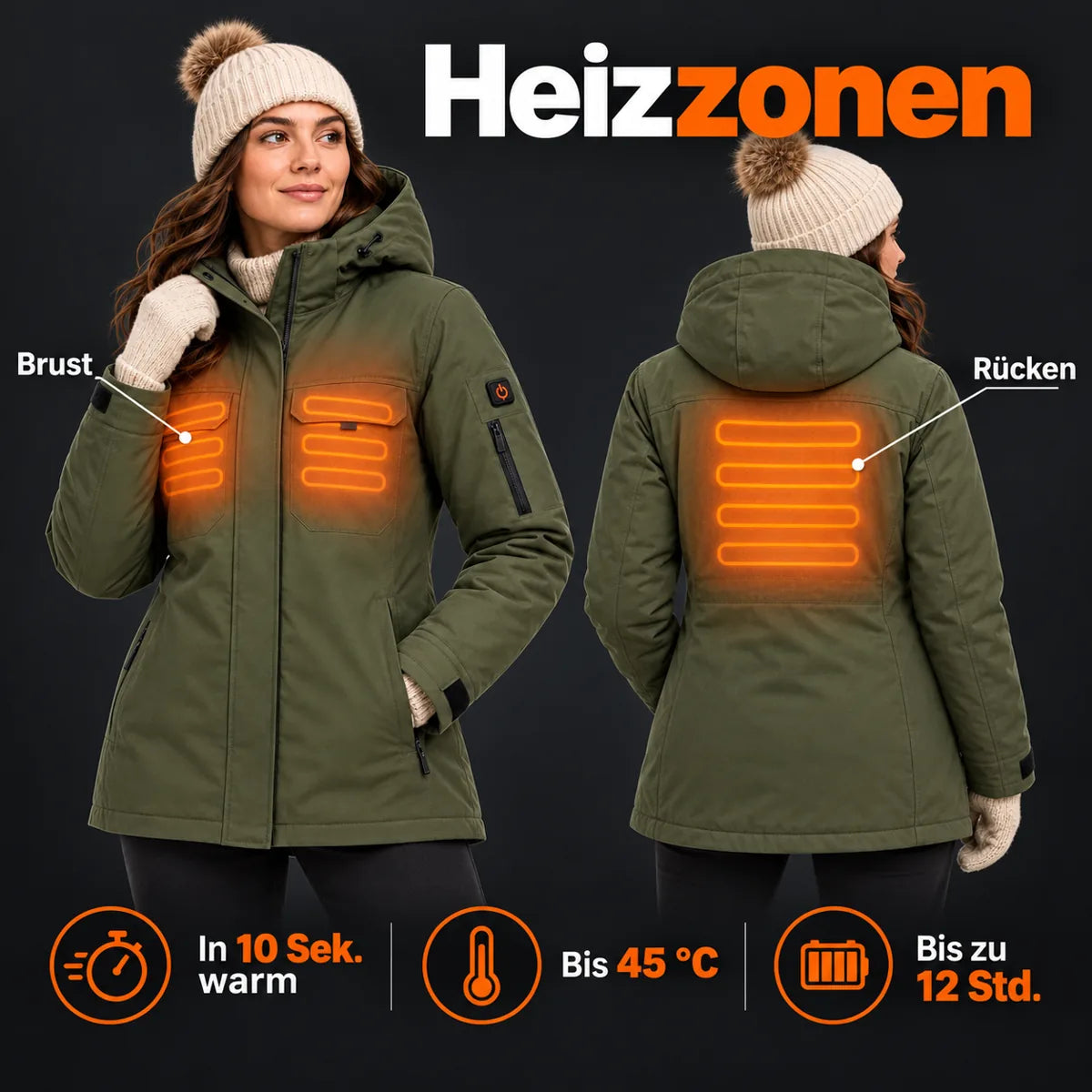 PyreFit Terrano – Parka chauffant pour femme