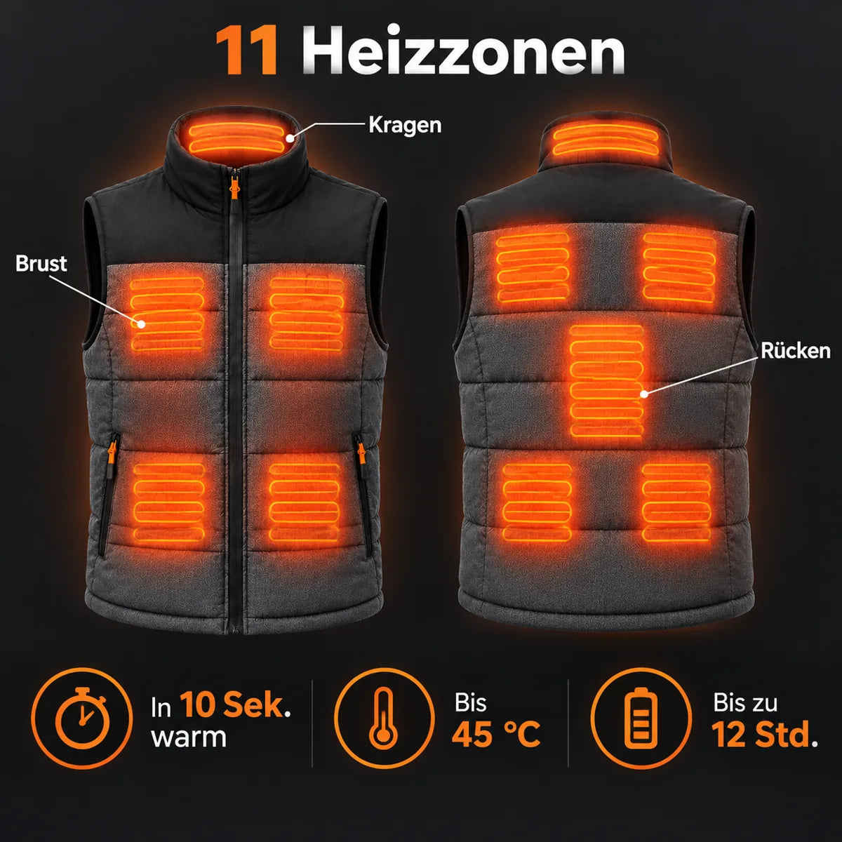 PyreFit Trailon – Veste chauffante sans manches unisexe