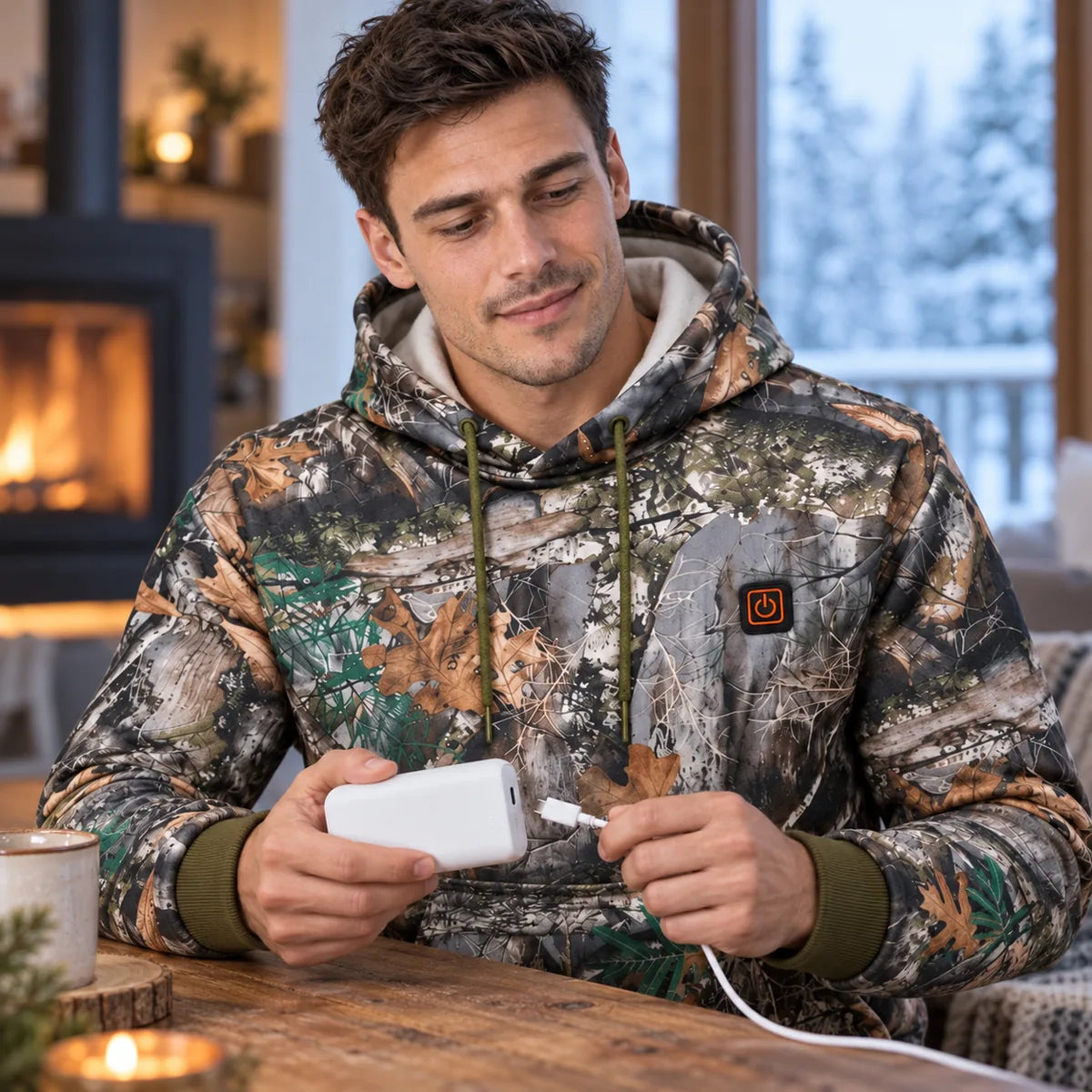 PyreFit Zippo – Heated Hoodie in Forest Camo