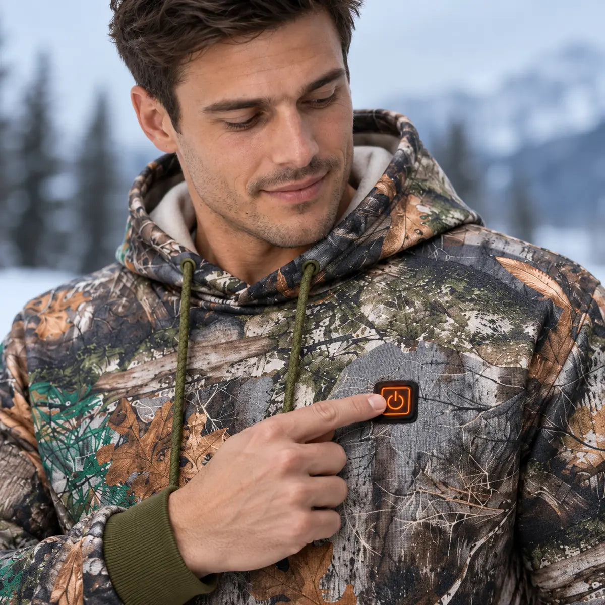 PyreFit Zippo – Heated Hoodie in Forest Camo