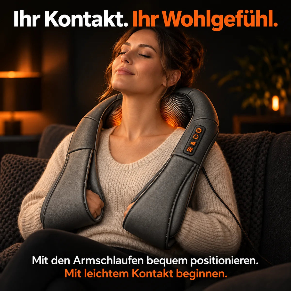 Shiatsu massager: adjusting contact with the arm loops